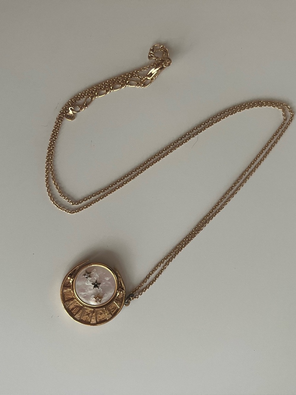 Anthropologie Scorpio Gold Necklace with Mother-of-Pearl Inlay